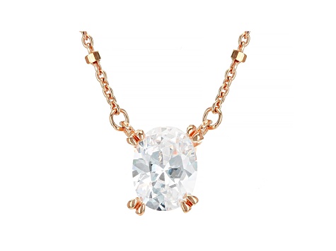 White Cubic Zirconia 18K Rose Gold Over Sterling Silver Station Necklace 1.80ctw