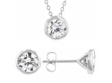 White Cubic Zirconia Rhodium Over Sterling Silver Pendant And Earrings 4.86ctw