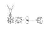 White Cubic Zirconia Rhodium Over Sterling Silver Pendant With Chain and Earrings 4.54ctw
