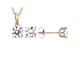White Cubic Zirconia 18K Rose Gold Over Sterling Silver Pendant With Chain and Earrings 4.54ctw