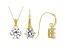 White Cubic Zirconia 18K Yellow Gold Over Sterling Silver Pendant With Chain And Earrings 7.34ctw