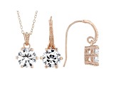 White Cubic Zirconia 18K Rose Gold Over Sterling Silver Pendant With Chain And Earrings 7.34ctw