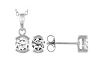 White Cubic Zirconia Rhodium Over Sterling Silver Pendant With Chain and Earrings 4.59ctw