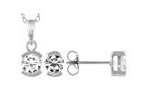 White Cubic Zirconia Rhodium Over Sterling Silver Pendant With Chain and Earrings 4.59ctw
