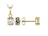 White Cubic Zirconia 18K Yellow Gold Over Sterling Silver Pendant With Chain and Earrings 4.59ctw