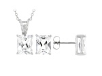 White Cubic Zirconia Rhodium Over Sterling Silver Pendant With Chain And Earrings 10.66ctw