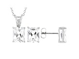 White Cubic Zirconia Rhodium Over Sterling Silver Pendant With Chain And Earrings 10.66ctw