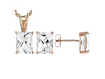White Cubic Zirconia 18K Rose Gold Over Sterling Silver Pendant With Chain And Earrings 10.66ctw