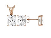 White Cubic Zirconia 18K Rose Gold Over Sterling Silver Pendant With Chain And Earrings 10.66ctw