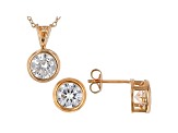 White Cubic Zirconia 18K Rose Gold Over Sterling Silver Pendant With Chain And Earrings 6.55ctw