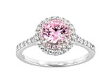 Pink And White Cubic Zirconia Platinum Over Sterling Silver Ring 2.54ctw