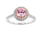 Pink And White Cubic Zirconia Platinum And 18K Rose Gold Over Silver Ring 2.54ctw