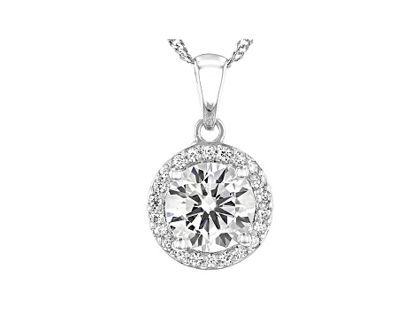 White Cubic Zirconia Platinum Over Sterling Silver Pendant With Chain 3.31ctw