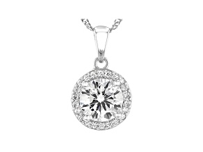 White Cubic Zirconia Platinum Over Sterling Silver Pendant With Chain 3.31ctw