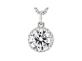 White Cubic Zirconia Platinum Over Sterling Silver Pedant With Chain 3.75ctw