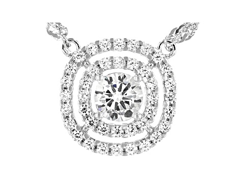White Cubic Zirconia Platinum Over Sterling Silver Necklace 1.44tctw