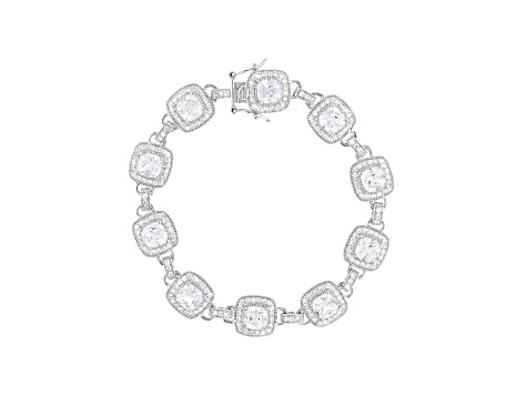 White Cubic Zirconia Platinum Over Sterling Silver Tennis Bracelet 15.36ctw