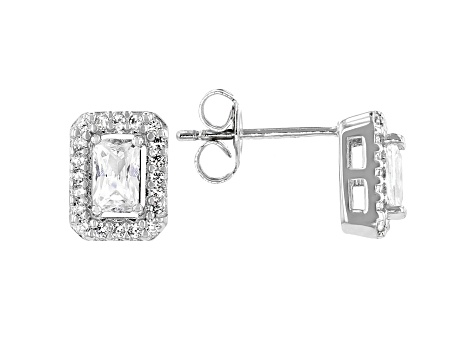 White Cubic Zirconia Platinum Over Sterling Silver Earrings 1.17ctw
