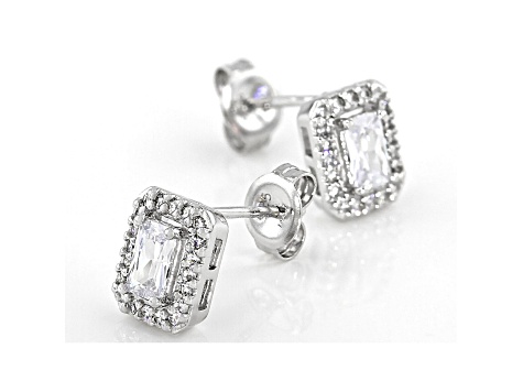 White Cubic Zirconia Platinum Over Sterling Silver Earrings 1.17ctw