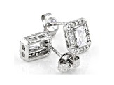 White Cubic Zirconia Platinum Over Sterling Silver Earrings 1.17ctw