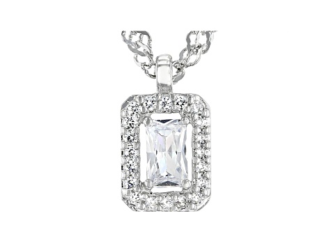 White Cubic Zirconia Platinum Over Sterling Silver Necklace 0.58ctw