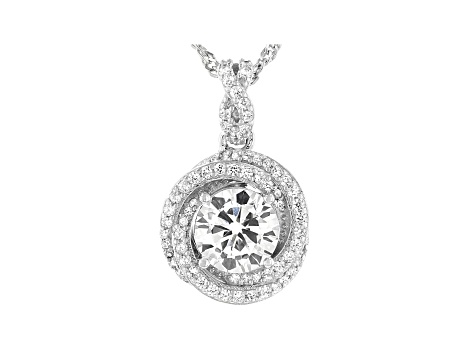 White Cubic Zirconia Platinum Over Sterling Silver Pendant With Chain 2.67ctw