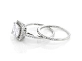 White Cubic Zirconia Platinum Over Sterling Silver Ring With Band 4.37ctw