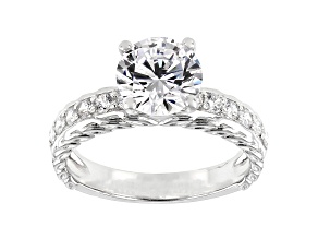 White Cubic Zirconia Platinum Over Sterling Silver Ring 3.67ctw