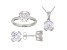 White Cubic Zirconia Rhodium Over Sterling Silver Pendant With Chain, Ring, And Earrings 11.88ctw