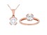 White Cubic Zirconia 18K Rose Gold Over Sterling Silver Pendant With Chain And Ring 4.38ctw