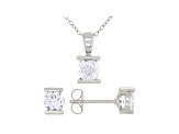 White Cubic Zirconia Rhodium Over Sterling Silver Pendant With Chain And Earrings 2.66ctw