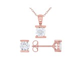 White Cubic Zirconia 18K Rose Gold Over Sterling Silver Pendant With Chain And Earrings 2.66ctw