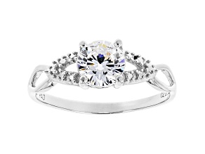 White Cubic Zirconia Rhodium Over Sterling Silver Promise Ring 1.35ctw