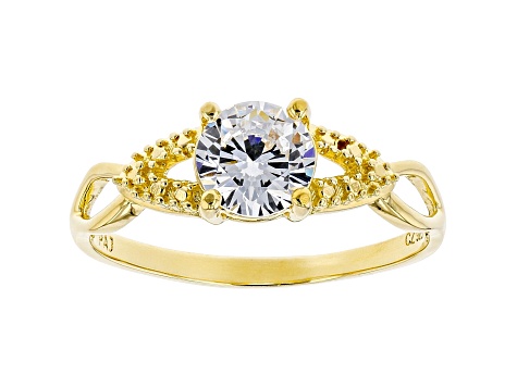 White Cubic Zirconia 18K Yellow Gold Over Sterling Silver Promise Ring 1.35ctw