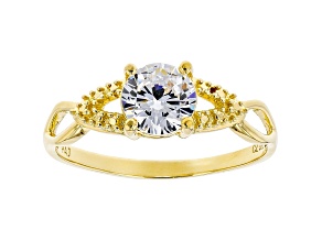 White Cubic Zirconia 18K Yellow Gold Over Sterling Silver Promise Ring 1.35ctw