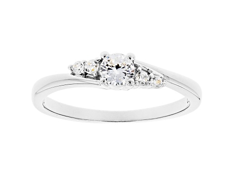 White Cubic Zirconia Rhodium Over Sterling Silver Promise Ring 0.53ctw