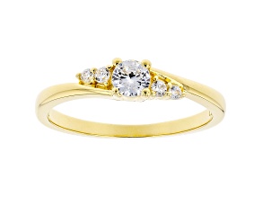 White Cubic Zirconia 18K Yellow Gold Over Sterling Silver Promise Ring 0.53ctw
