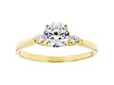 White Cubic Zirconia 18K Yellow Gold Over Sterling Silver Ring 1.46ctw