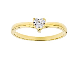 White Cubic Zirconia 18K Yellow Gold Over Sterling Silver Heart Promise Ring 0.37ctw