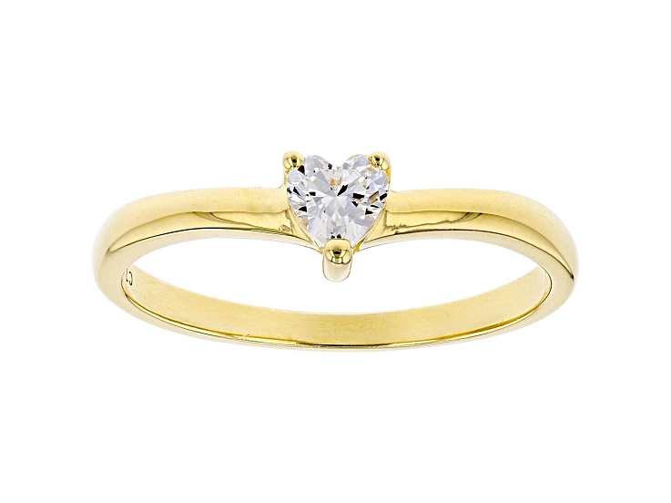 White Cubic Zirconia 18K Yellow Gold Over Sterling Silver