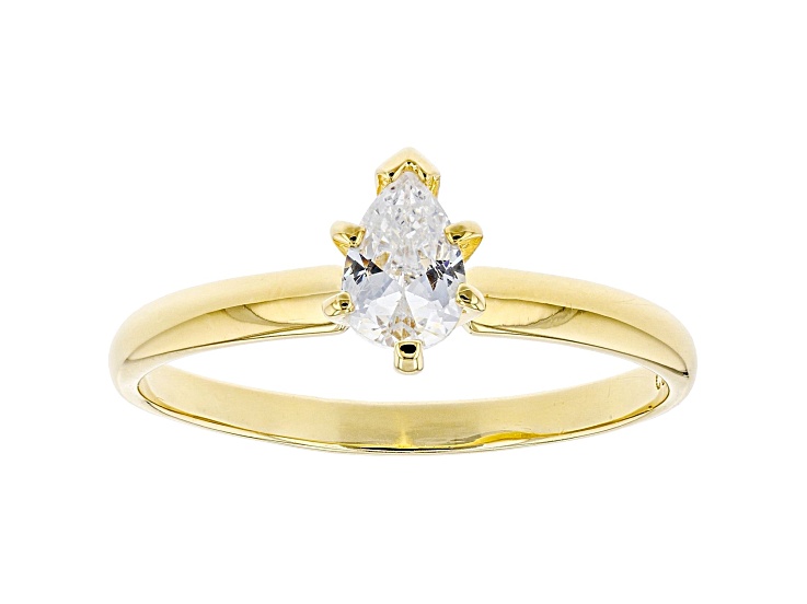 ピジョンブラッド White Cubic Zirconia 18K Yellow Gold Over Sterling Silver