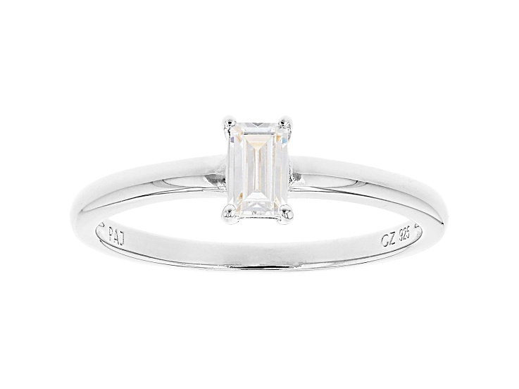 White Cubic Zirconia Rhodium Over Sterling Silver Promise Ring 0.43ctw