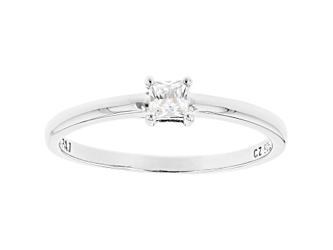 White Cubic Zirconia Rhodium Over Sterling Silver Promise Ring 0.24ctw