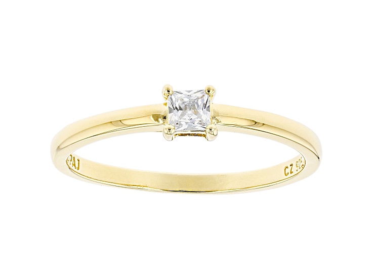 White Cubic Zirconia 18K Yellow Gold Over Sterling Silver Promise Ring 0.24ctw