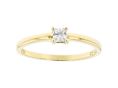 White Cubic Zirconia 18K Yellow Gold Over Sterling Silver Promise Ring 0.24ctw