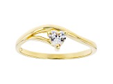 White Cubic Zirconia 18K Yellow Gold Over Sterling Silver Heart Promise Ring 0.37ctw