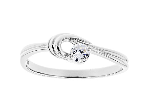 White Cubic Zirconia Rhodium Over Sterling Silver Promise Ring 0.31ctw