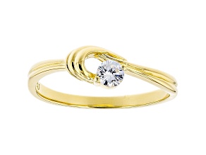 White Cubic Zirconia 18K Yellow Gold Over Sterling Silver Promise Ring 0.31ctw