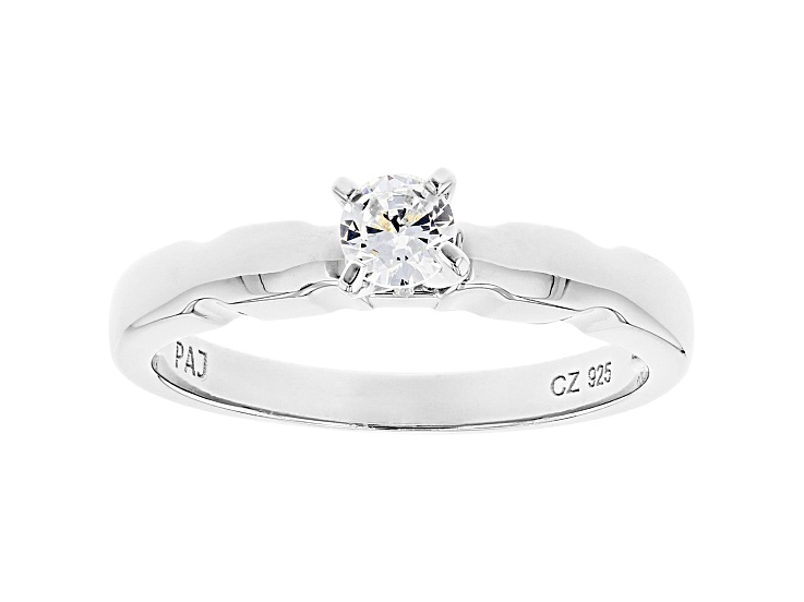 White Cubic Zirconia Rhodium Over Sterling Silver Promise Ring 0.40ctw