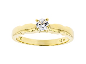 White Cubic Zirconia 18K Yellow Gold Over Sterling Silver Promise Ring 0.40ctw
